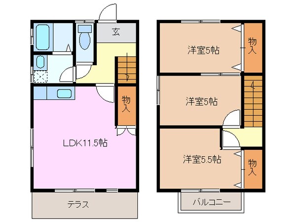 北楠駅 徒歩17分 1階の物件間取画像